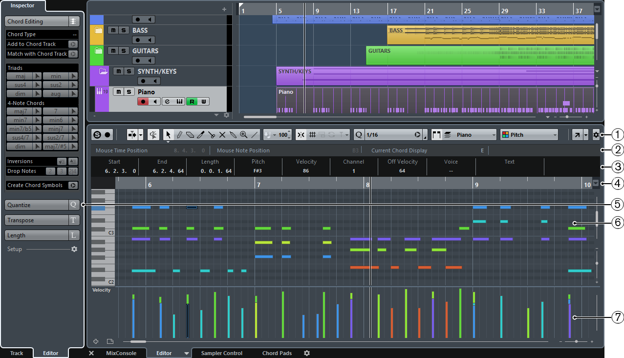 Edition des MIDI sur Cubase